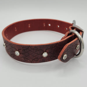 Leather Dog Collar | Engraved with Crystals